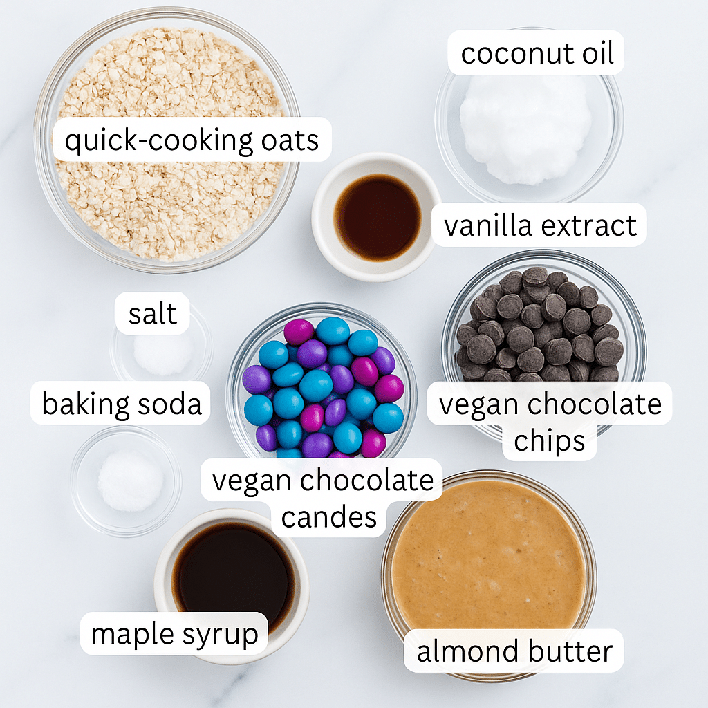 Ingredients for chewy vegan monster cookies