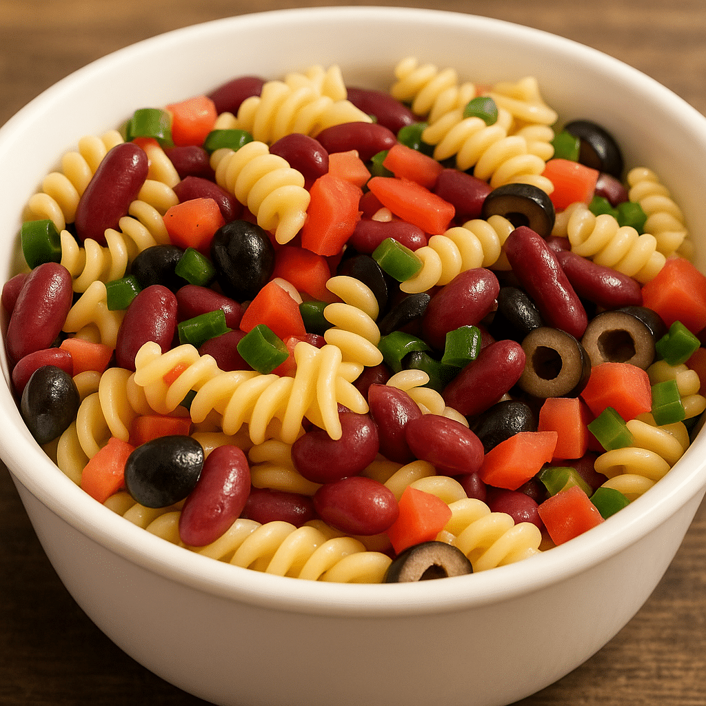 serving pasta bean salad