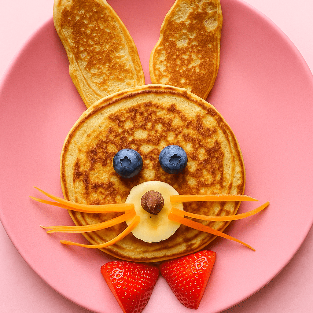 Bunny pancakes on breakfast table