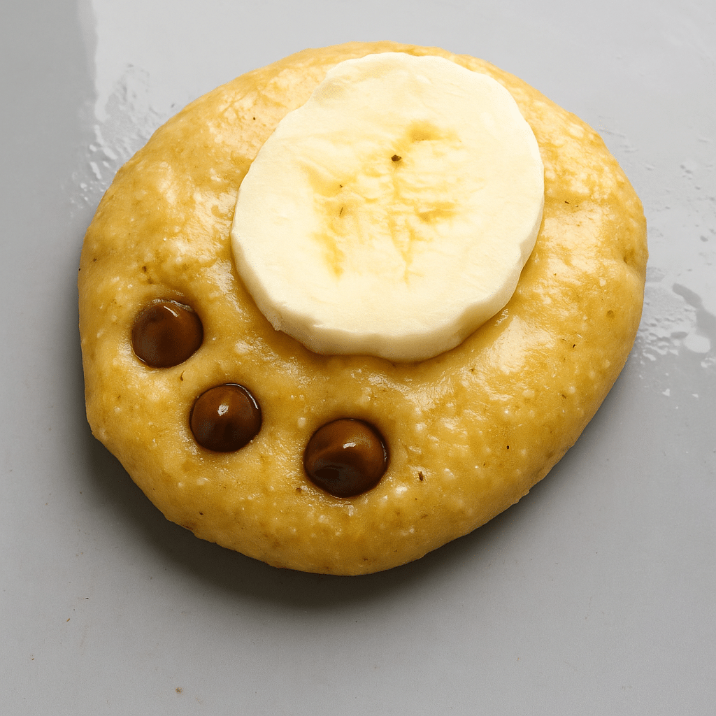 Bunny pancake shapes cooking in skillet