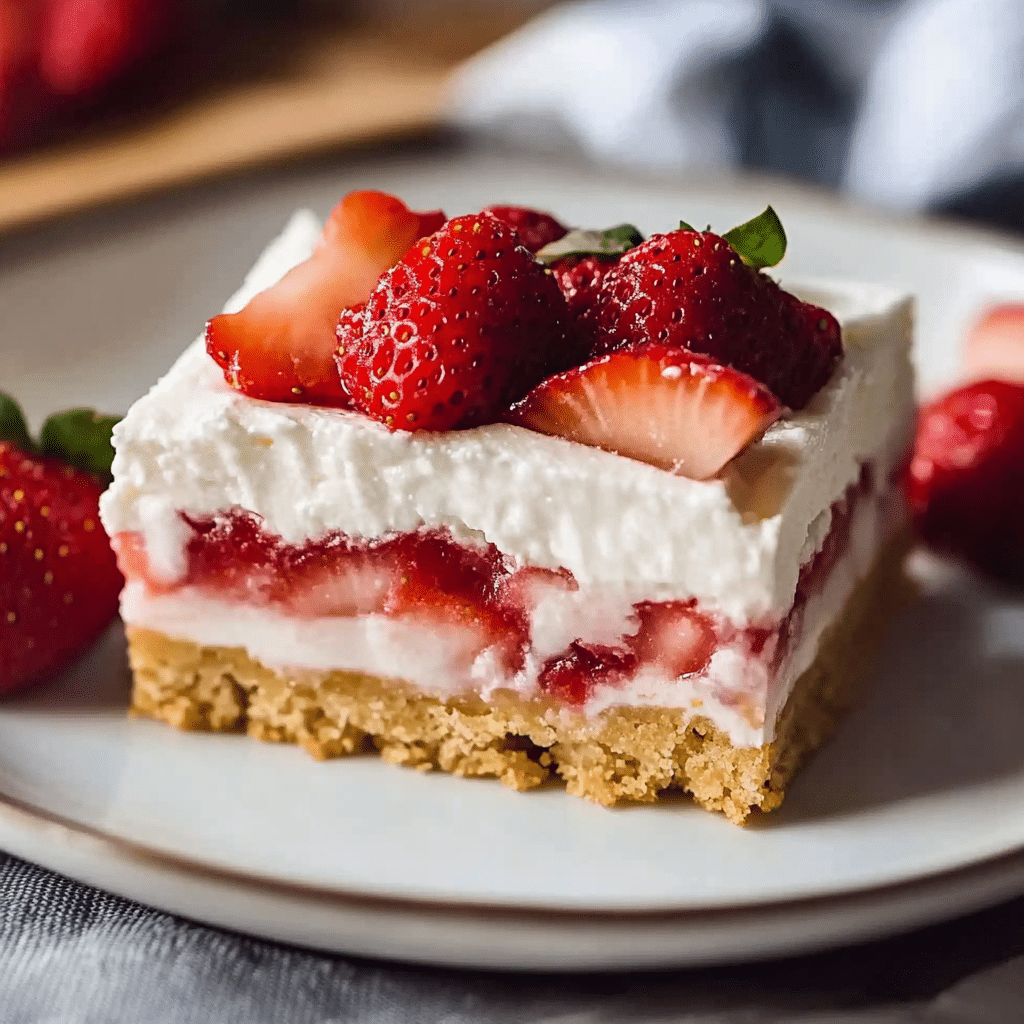 Strawberry Shortcake Icebox Bars dessert