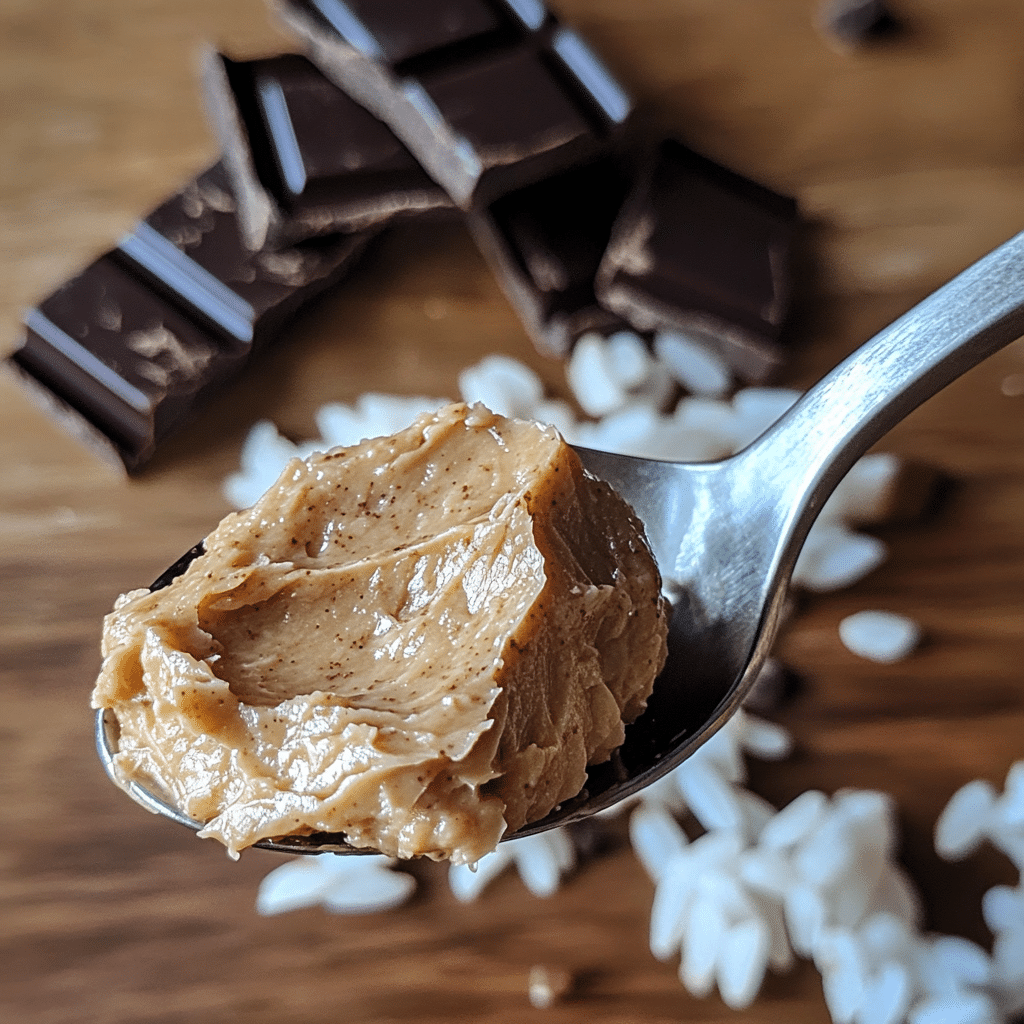 Peanut butter with rice cakes and chocolate pieces