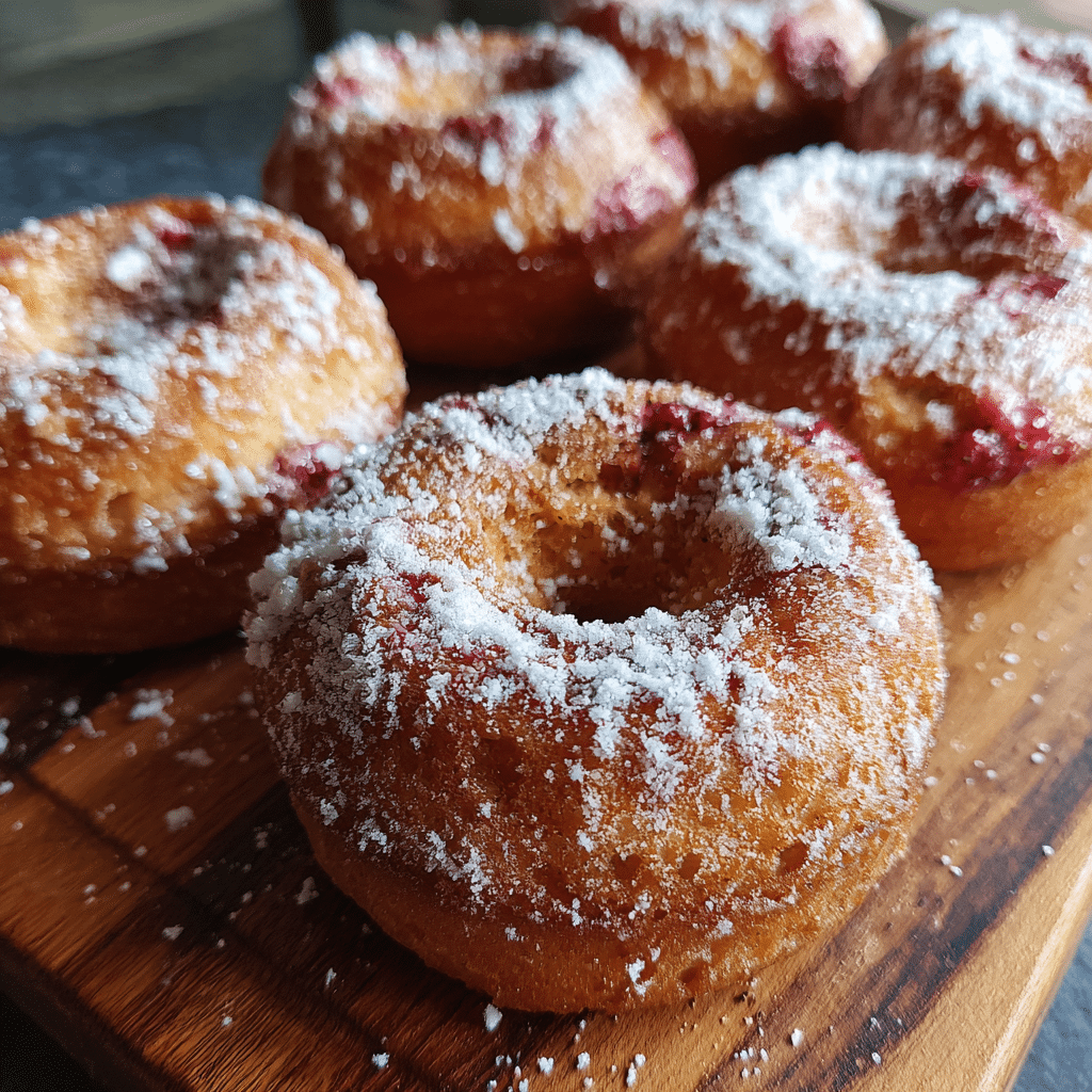 4 Ingredient Keto Strawberry Cottage Cheese Donuts close-up