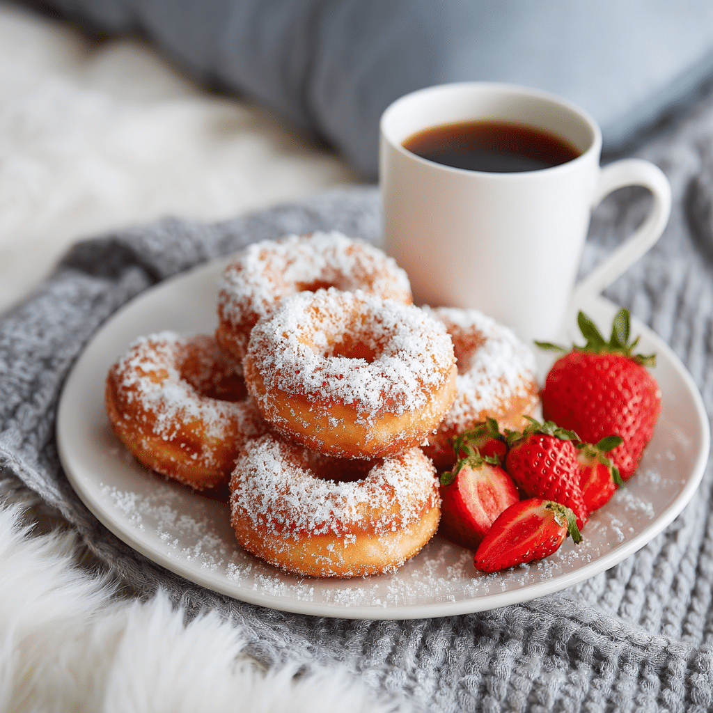 Keto strawberry cottage cheese donuts with coffee